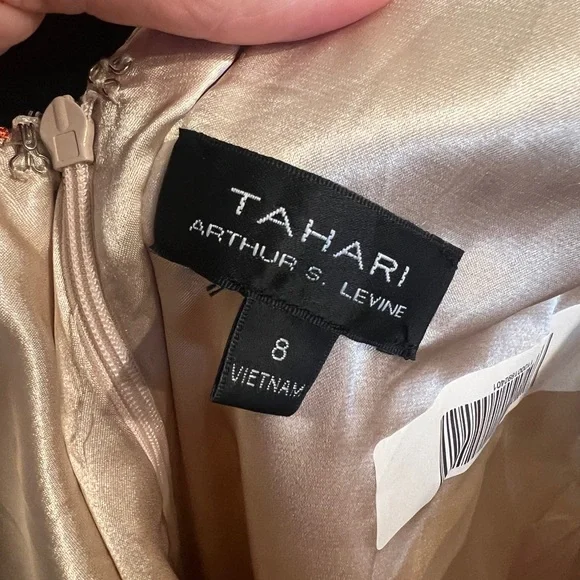 Tahari Ivory Dress with Coral Floral Lace - Picture 4 of 8